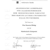 Zertifikat der Hausarztpraxis Susanne Döring in Halle (Saale)